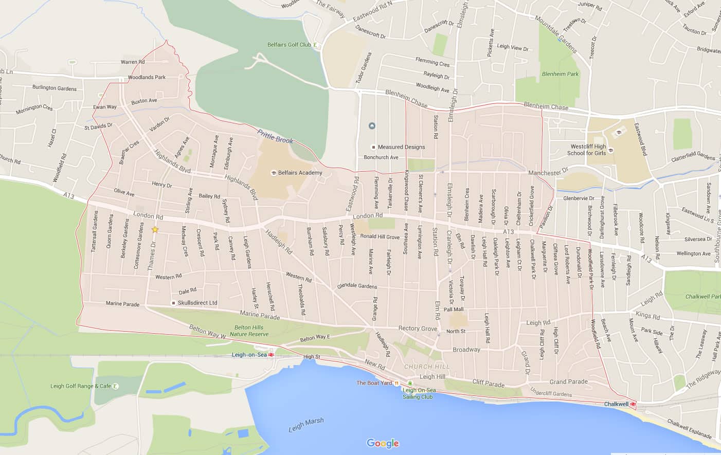 Google Maps get Leigh-on-Sea border wrong - Measured Designs